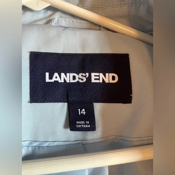 Lands' End Baby Blue Trench Coat with Belt - Picture 11 of 12